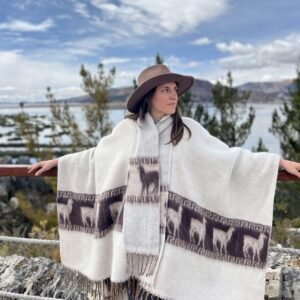 Andean Spirit Poncho with an Integrated Scarf