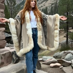 Warm Luxury Handmade Baby Alpaca Cape Beige Color