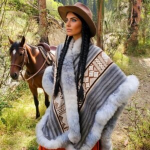 Warm Luxury Handmade Baby Alpaca Cape Grey Color